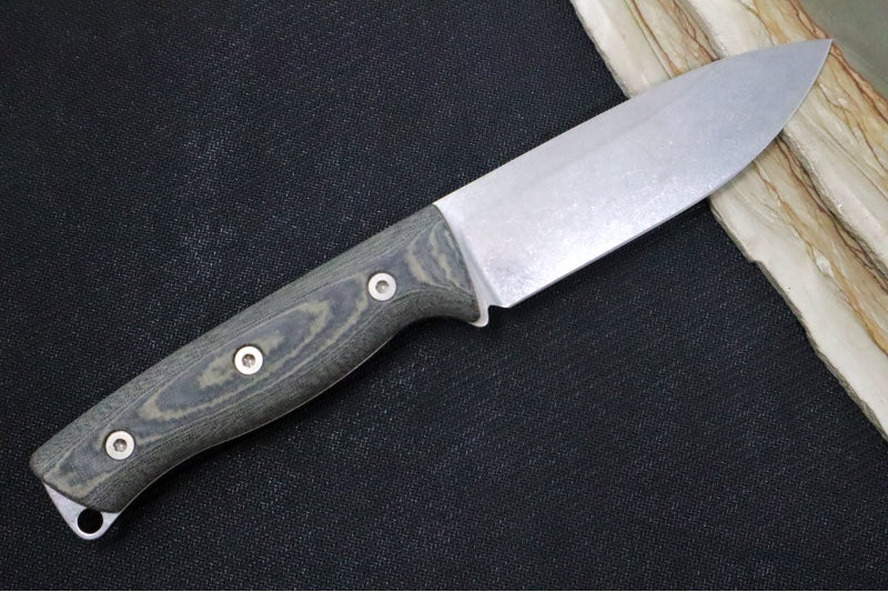 White River Ursus 45 Bushcrafter - Black & OD Green Canvas Micarta Handle / CPM-S35VN Blade WRUR45-LBO - Northwest Knives