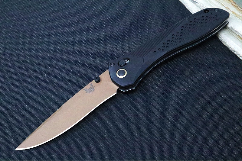 Garage Sale Benchmade 710FE-2401 SEVEN | TEN Limited Edition  - Recurve Drop Point Blade / CPM-Magnacut Steel / Black Anodized Aluminum Handle / FDE PVD Accents - Northwest Knives