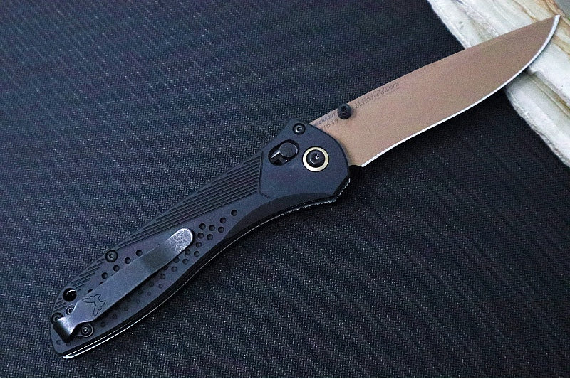 Garage Sale Benchmade 710FE-2401 SEVEN | TEN Limited Edition  - Recurve Drop Point Blade / CPM-Magnacut Steel / Black Anodized Aluminum Handle / FDE PVD Accents - Northwest Knives