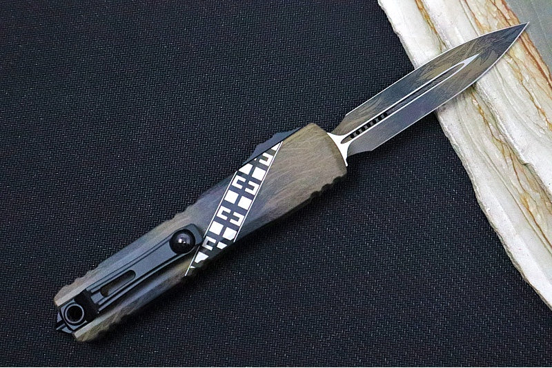 Microtech Ultratech Signature Series Wookie Gen IV OTF - "Wookie" Brown Cerakote Finish / Dagger Blade / "Wookie" Cerakoted Aluminum Handle 11224-1WK - Northwest Knives