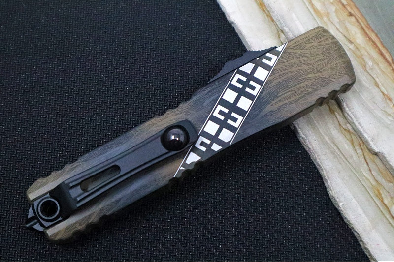 Microtech Ultratech Signature Series Wookie Gen IV OTF - "Wookie" Brown Cerakote Finish / Dagger Blade / "Wookie" Cerakoted Aluminum Handle 11224-1WK - Northwest Knives
