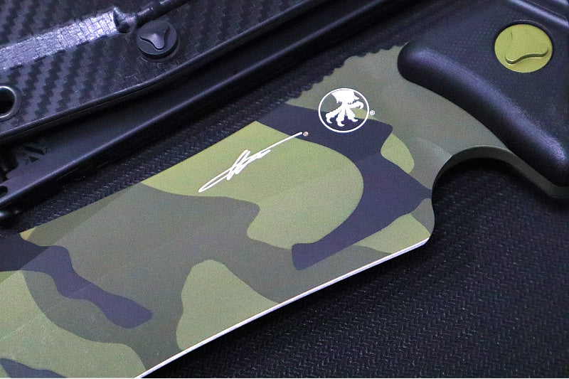 Microtech Arbiter Signature Series - Jungle Camo Finish / Double Edge Recurve Clip Point Blade / Milled Black G-10 Handle 104-1JUCS - Northwest Knives