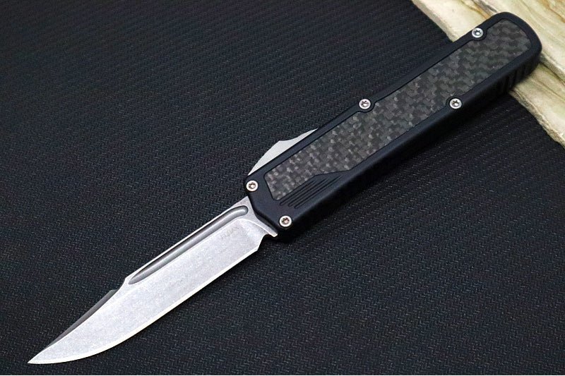 Guardian Tactical Scout OTF - Black Anodized Aluminum & Black Carbon Fiber Handle / Stonewashed Clip Point Blade 142511 - Northwest Knives