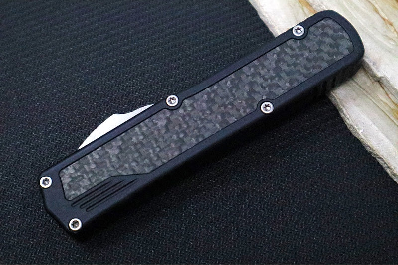 Guardian Tactical Scout OTF - Black Anodized Aluminum & Black Carbon Fiber Handle / Stonewashed Clip Point Blade 142511 - Northwest Knives