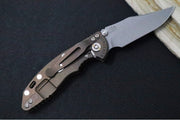 Rick Hinderer Knives XM-18 3.0" Nonflipper - Bowie Blade / Stonewashed Finish / CPM-20CV / Red G-10 & Battle Bronze Titanium Handle (Copy) - Northwest Knives