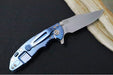 Rick Hinderer Knives XM-18 3.0" - Bowie Blade / Stonewashed Finish / CPM-20CV / Black & Blue G-10 & Blue Stonewashed Titanium Handle - Northwest Knives