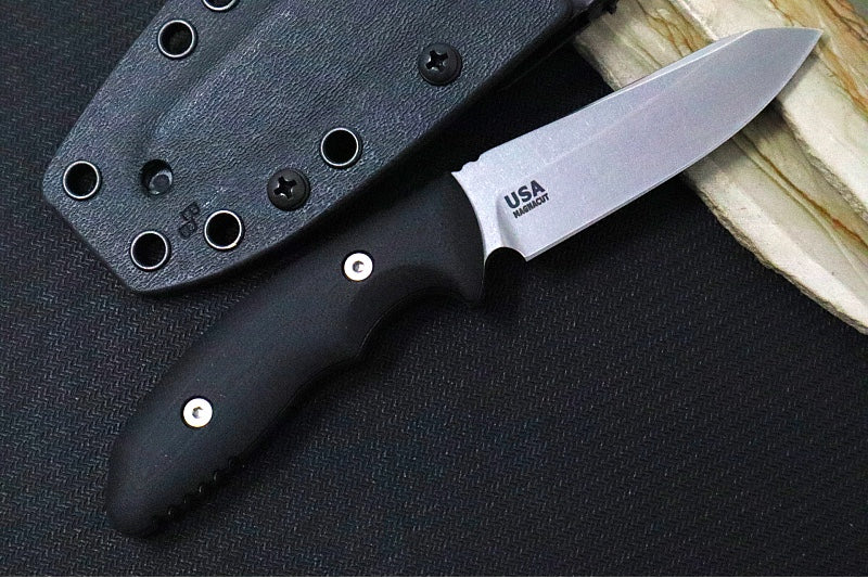 Rick Hinderer Knives Flashpoint Fixed Blade -  Stonewash Finish / CPM-Magnacut Steel / Black G-10 Handle / Black Kydex Sheath - Northwest Knives