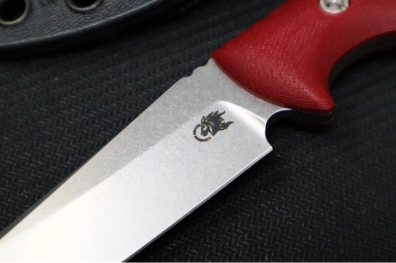Rick Hinderer Knives Flashpoint Fixed Blade - Stonewashed Finish / CPM-Magnacut Steel / Red G-10 Handle / Black Kydex Sheath - Northwest Knives