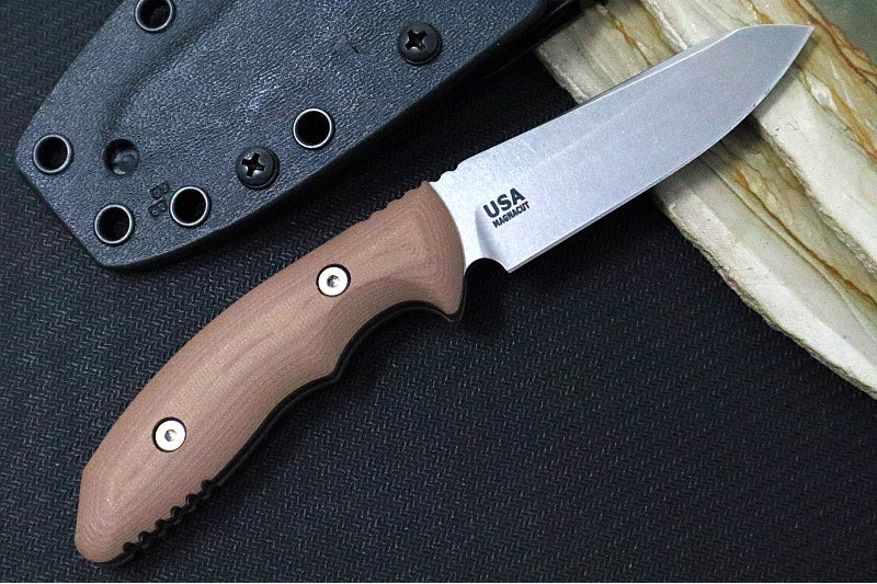 Rick Hinderer Knives Flashpoint Fixed Blade - Stonewashed Finish / CPM-Magnacut Steel / FDE G-10 Handle / Black Kydex Sheath - Northwest Knives