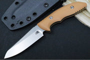 Rick Hinderer Knives Flashpoint Fixed Blade - Stonewashed Finish / CPM-Magnacut Steel / Coyote Tan G-10 Handle / Black Kydex Sheath - Northwest Knives