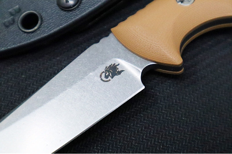 Rick Hinderer Knives Flashpoint Fixed Blade - Stonewashed Finish / CPM-Magnacut Steel / Coyote Tan G-10 Handle / Black Kydex Sheath - Northwest Knives