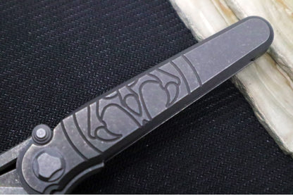 Hawk Knife Designs Shortcut Utility Flipper Knife - Tumbled Machined Titanium Handle / Replaceable Razor Blade