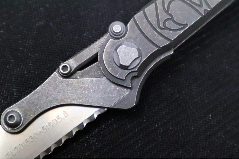 Hawk Knife Designs Shortcut Utility Flipper Knife - Tumbled Machined Titanium Handle / Replaceable Razor Blade