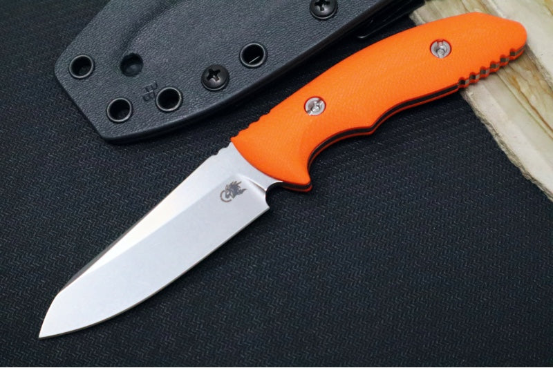 Rick Hinderer Knives Flashpoint Fixed Blade - Stonewashed Finish / CPM-Magnacut Steel / Orange G-10 Handle / Black Kydex Sheath - Northwest Knives