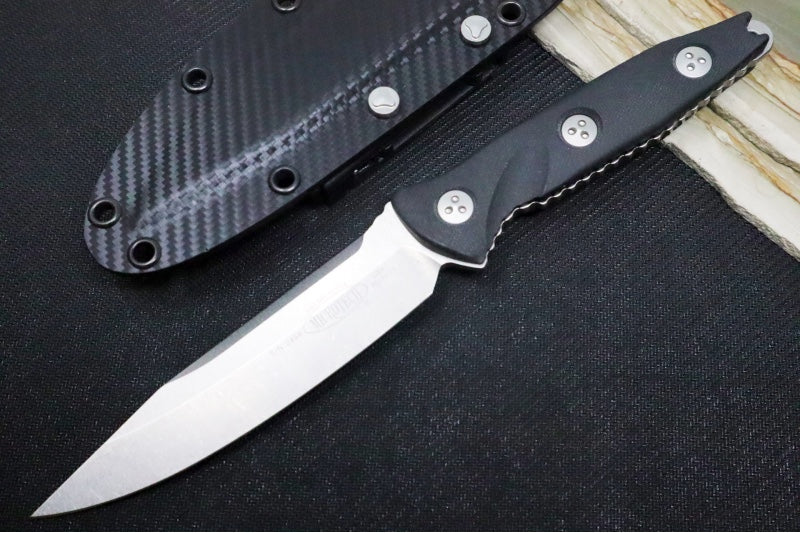 Microtech Socom Alpha S/E - Stonewash Finish / Single Edge / Black G10 Handle 113-10 - Northwest Knives