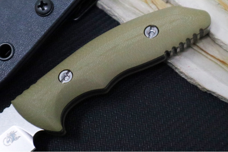 Rick Hinderer Knives Flashpoint Fixed Blade - Stonewashed Finish / CPM-Magnacut Steel / OD Green G-10 Handle / Black Kydex Sheath - Northwest Knives