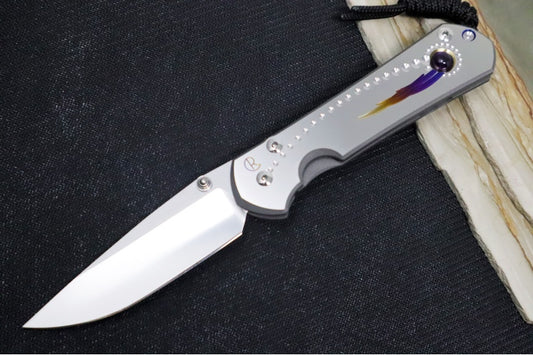 Chris Reeve Knives Large Sebenza 31 Unique Graphic - CPM-Magnacut Steel / Drop Point Blade / Amethyst Cabochon L31-1408-1036 (A3)