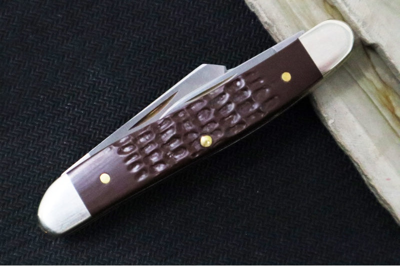 Garage Sale Case Medium Stockman - Brown Synthetic Standard Jigged Handle Scales / Satin Stainless Blade 00217 - Northwest Knives