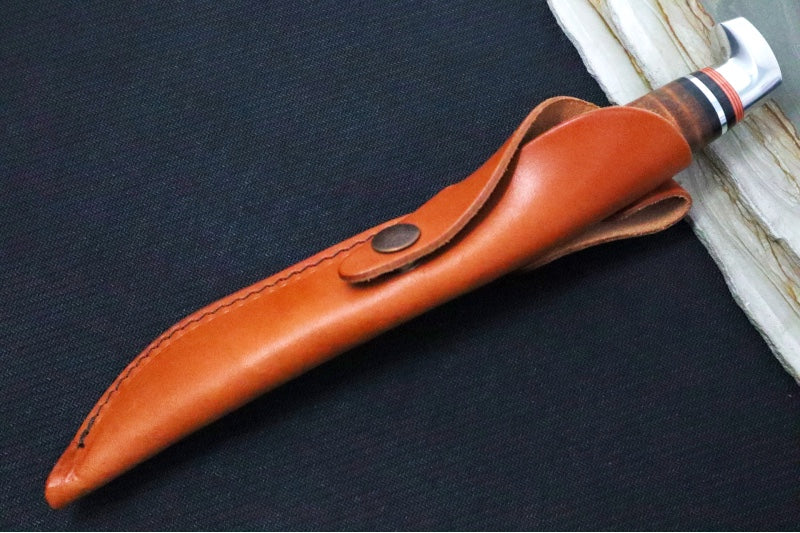 Garage Sale Case Utility Hunter - Leather Handle / Satin Stainless Blade / Brown Leather Sheath 00381 - Northwest Knives