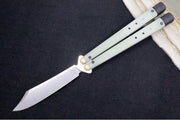 Benchmade Necron 99 Balisong Butterfly Knife - CPM-S30V Steel / Scimitar Blade / Jade G-10 Handle / Removable Tungsten Weights - Northwest Knives