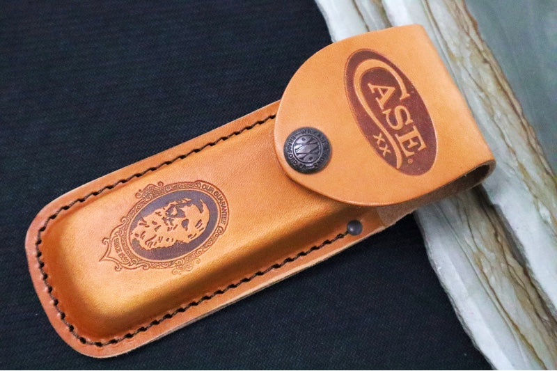 Garage Sale Case 6.5 Bonestag Folding Hunter - Stag Bone Handle / Satin Stainless Blades / Brown Leather Sheath 03574 - Northwest Knives