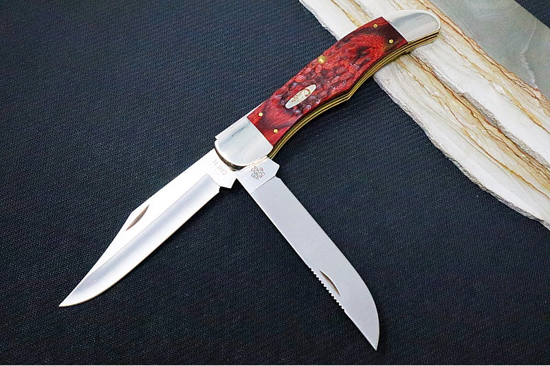 Garage Sale Case Rosewood Standard Jig Hunting Folder - Rosewood Handle / Satin Stainless Blades / Brown Leather Sheath 00189 - Northwest Knives