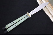 Benchmade Necron 99 Balisong Butterfly Knife - CPM-S30V Steel / Scimitar Blade / Jade G-10 Handle / Removable Tungsten Weights - Northwest Knives