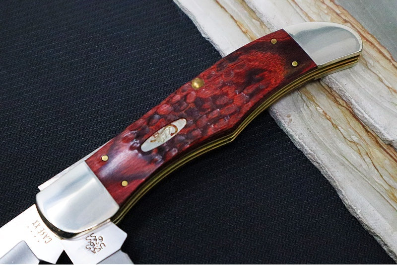 Garage Sale Case Rosewood Standard Jig Hunting Folder - Rosewood Handle / Satin Stainless Blades / Brown Leather Sheath 00189 - Northwest Knives