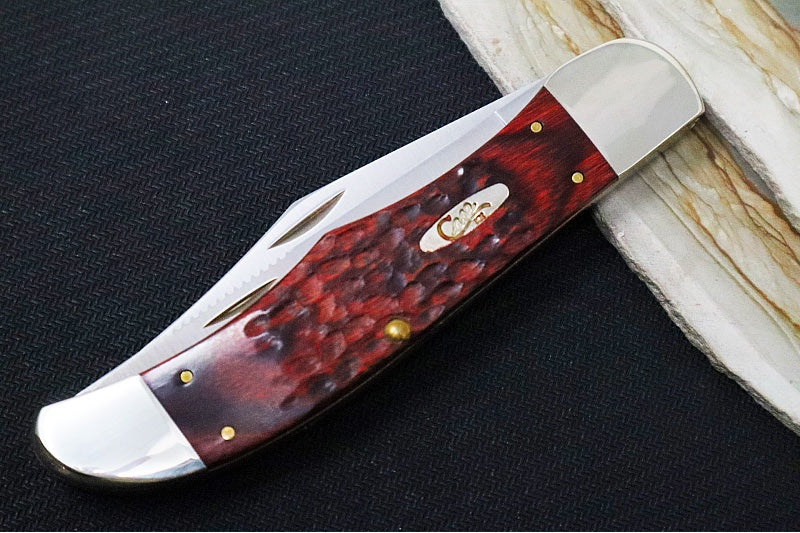 Garage Sale Case Rosewood Standard Jig Hunting Folder - Rosewood Handle / Satin Stainless Blades / Brown Leather Sheath 00189 - Northwest Knives