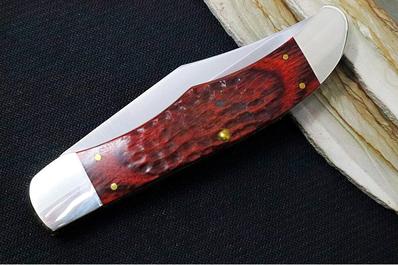 Garage Sale Case Rosewood Standard Jig Hunting Folder - Rosewood Handle / Satin Stainless Blades / Brown Leather Sheath 00189 - Northwest Knives