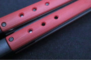 Benchmade Necron 99BK-1 Balisong Butterfly Knife - CPM-S30V Steel / Scimitar Blade / Black DLC Stonewashed Finish / Ruby Red G-10 Handle / Removable Tungsten Weights - Northwest Knives