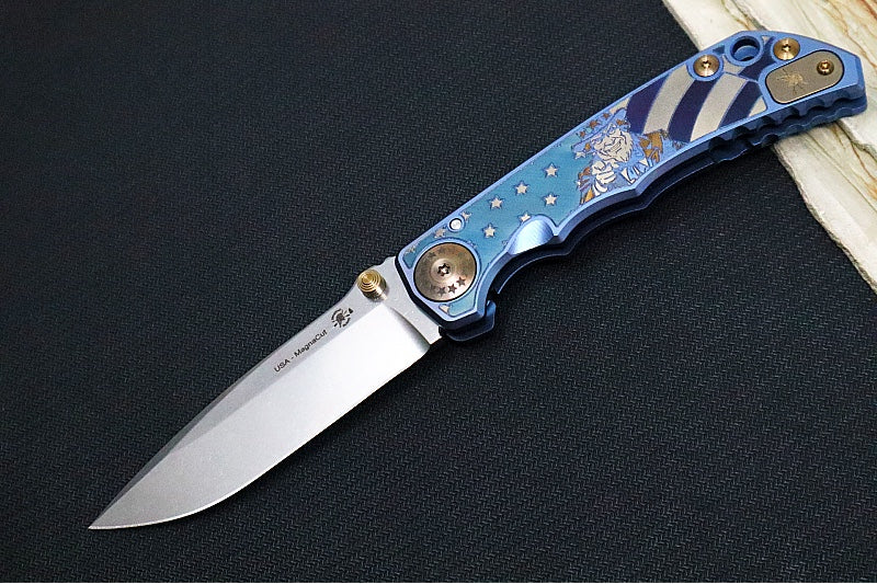 Spartan Blades HARSEY Titanium Folder 2026 Special Edition Uncle Sam - Drop Point Blade / Stonewashed Finish / CPM-Magnacut Steel / "Uncle Sam" Anodized Handle SF5 USAM - Northwest Knives