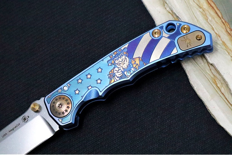 Spartan Blades HARSEY Titanium Folder 2026 Special Edition Uncle Sam - Drop Point Blade / Stonewashed Finish / CPM-Magnacut Steel / "Uncle Sam" Anodized Handle SF5 USAM - Northwest Knives