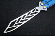 Benchmade Necron 99T Balisong Butterfly Knife Trainer - 440C Stainless Steel / Dull Skeletonized Scimitar Blade / Satin Finish / Blue G-10 Handle / Removable Tungsten Weights - Northwest Knives