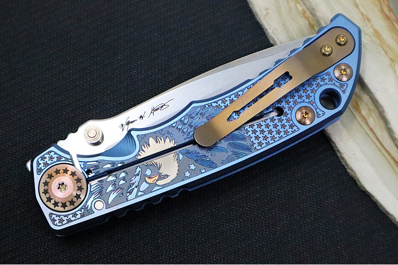 Spartan Blades HARSEY Titanium Folder 2026 Special Edition Uncle Sam - Drop Point Blade / Stonewashed Finish / CPM-Magnacut Steel / "Uncle Sam" Anodized Handle SF5 USAM - Northwest Knives