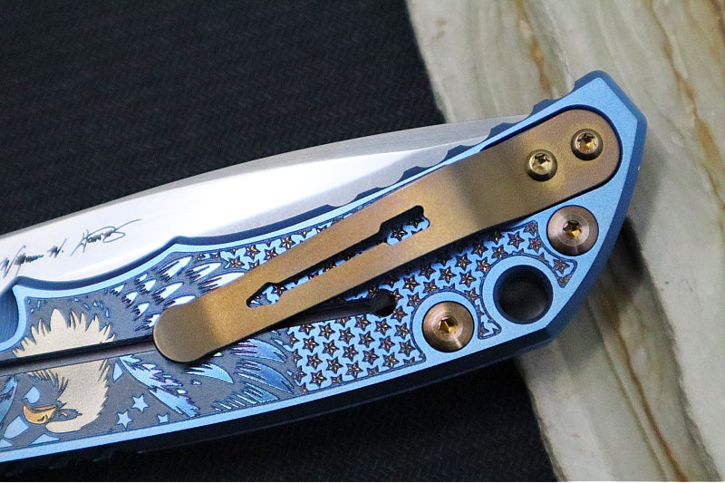 Spartan Blades HARSEY Titanium Folder 2026 Special Edition Uncle Sam - Drop Point Blade / Stonewashed Finish / CPM-Magnacut Steel / "Uncle Sam" Anodized Handle SF5 USAM - Northwest Knives