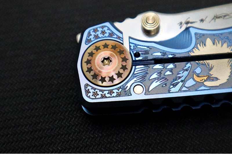Spartan Blades HARSEY Titanium Folder 2026 Special Edition Uncle Sam - Drop Point Blade / Stonewashed Finish / CPM-Magnacut Steel / "Uncle Sam" Anodized Handle SF5 USAM - Northwest Knives