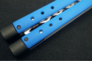 Benchmade Necron 99T Balisong Butterfly Knife Trainer - 440C Stainless Steel / Dull Skeletonized Scimitar Blade / Satin Finish / Blue G-10 Handle / Removable Tungsten Weights - Northwest Knives