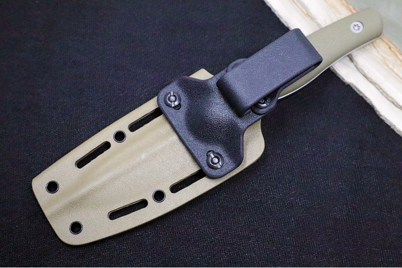 SURVIVE! EDC-4 - OD Green G-10 Handle / Saber Grind / Drop Point Blade / Böhler K890 Steel / OD Green Kydex Sheath