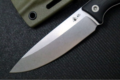 SURVIVE! EDC-4 - Black G-10 Handle / Saber Grind / Drop Point Blade / Böhler K890 Steel / OD Green Kydex Sheath