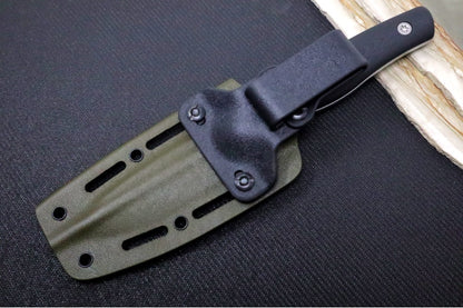 SURVIVE! EDC-4 - Black G-10 Handle / Saber Grind / Drop Point Blade / Böhler K890 Steel / OD Green Kydex Sheath