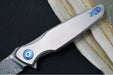 Spartan Blades Pandia Flipper - Spear Point Blade / Damascus Steel / Titanium Handle & Blue Anodized Accents SF16DMBL - Northwest Knives