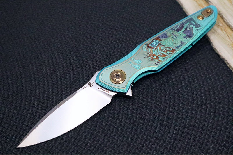 Spartan Blades Pandia Flipper Custom Five Rings Project FIRE - Spear Point Blade / CPM-Magnacut Steel / Custom "Five Rings Project FIRE" Anodized Titanium Handle SF16CUSTOM - Northwest Knives
