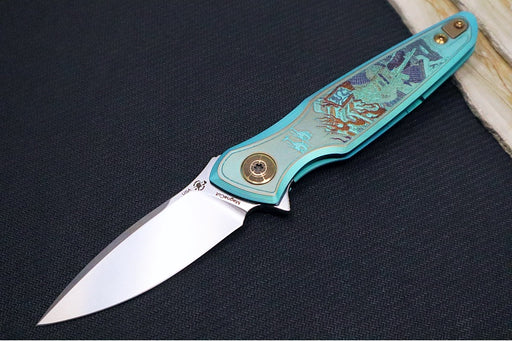 Spartan Blades Pandia Flipper Custom Five Rings Project FIRE - Spear Point Blade / CPM-Magnacut Steel / Custom "Five Rings Project FIRE" Anodized Titanium Handle SF16CUSTOM - Northwest Knives