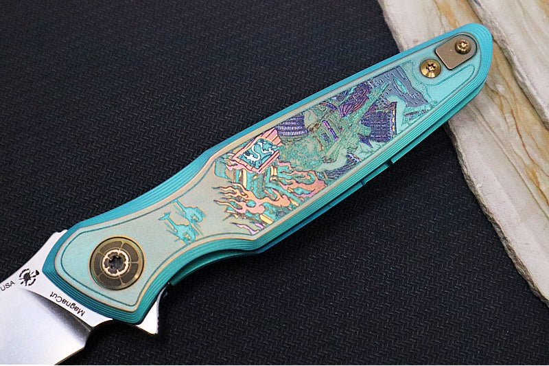 Spartan Blades Pandia Flipper Custom Five Rings Project FIRE - Spear Point Blade / CPM-Magnacut Steel / Custom "Five Rings Project FIRE" Anodized Titanium Handle SF16CUSTOM - Northwest Knives