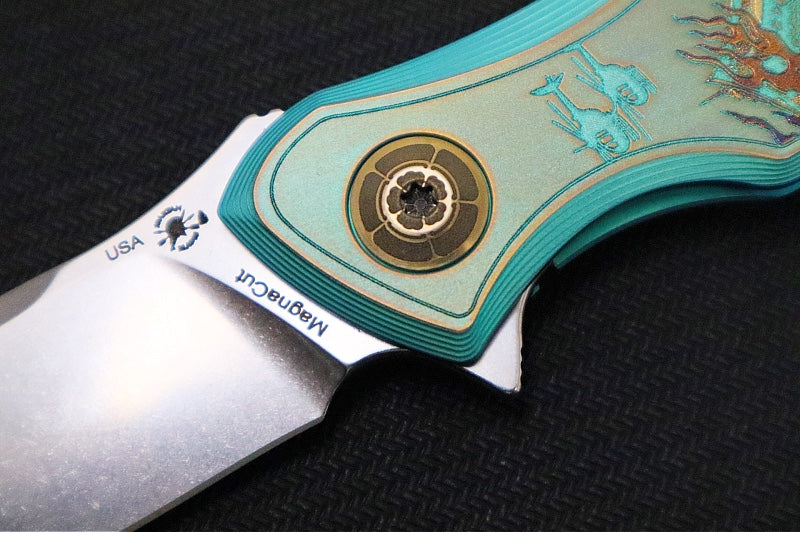 Spartan Blades Pandia Flipper Custom Five Rings Project FIRE - Spear Point Blade / CPM-Magnacut Steel / Custom "Five Rings Project FIRE" Anodized Titanium Handle SF16CUSTOM - Northwest Knives