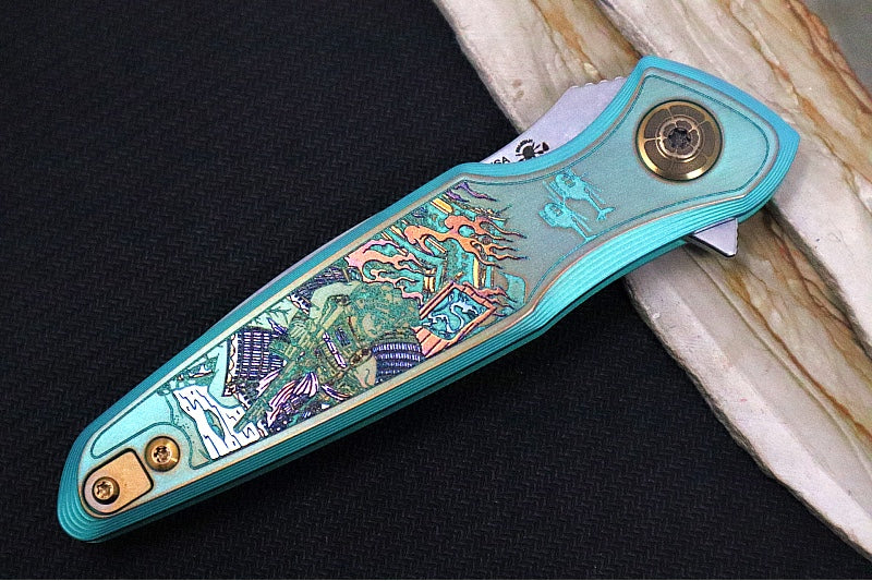 Spartan Blades Pandia Flipper Custom Five Rings Project FIRE - Spear Point Blade / CPM-Magnacut Steel / Custom "Five Rings Project FIRE" Anodized Titanium Handle SF16CUSTOM - Northwest Knives