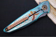 Spartan Blades Pandia Flipper Custom Five Rings Project FIRE - Spear Point Blade / Damascus Steel / Custom "Five Rings Project FIRE" Anodized Titanium Handle SF16CUSTOMDAMASCUS - Northwest Knives