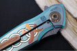 Spartan Blades Pandia Flipper Custom Five Rings Project FIRE - Spear Point Blade / Damascus Steel / Custom "Five Rings Project FIRE" Anodized Titanium Handle SF16CUSTOMDAMASCUS - Northwest Knives