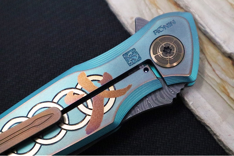 Spartan Blades Pandia Flipper Custom Five Rings Project FIRE - Spear Point Blade / Damascus Steel / Custom "Five Rings Project FIRE" Anodized Titanium Handle SF16CUSTOMDAMASCUS - Northwest Knives